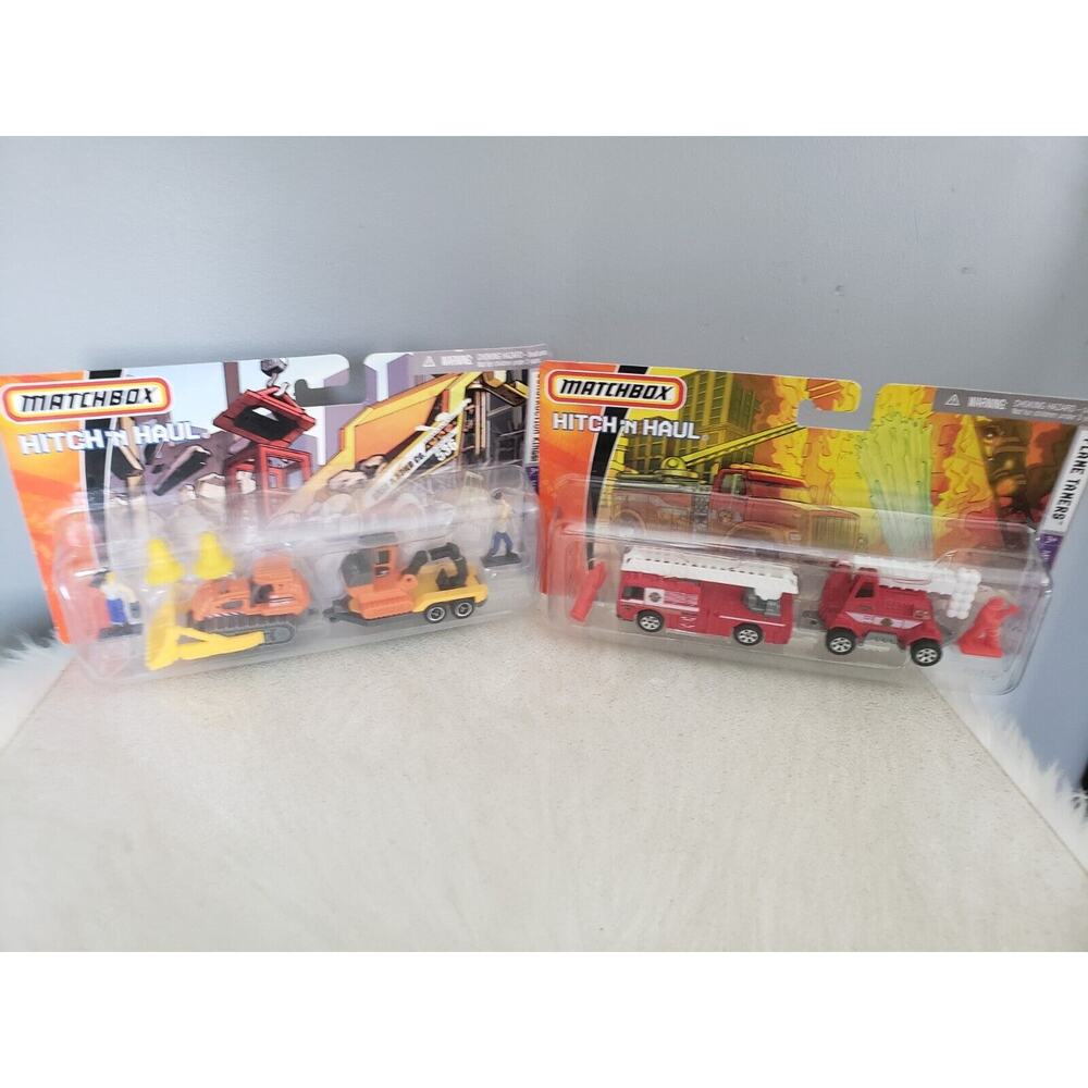 Lot 2 2007 Matchbox Hitch ‘N Haul Flame Tamers Fire Engine Construction Kings